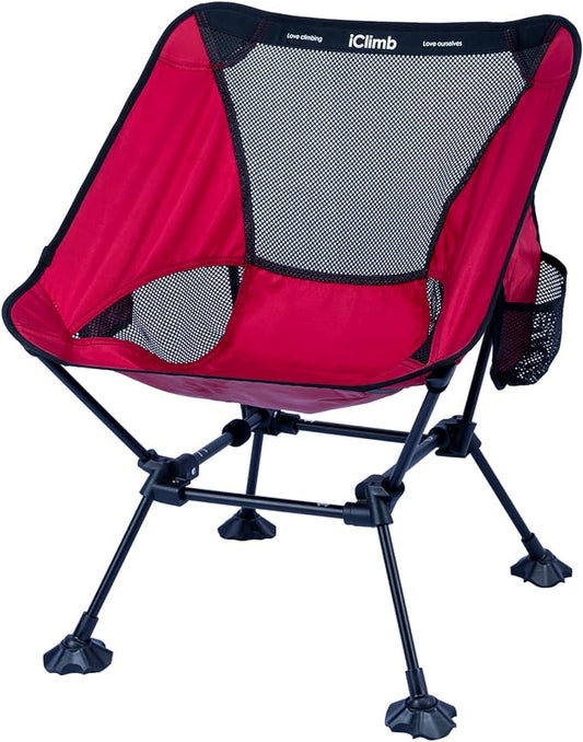 iClimb Ultralight Compact Camping Folding Beach Chair with Anti-Sinking Large Feet