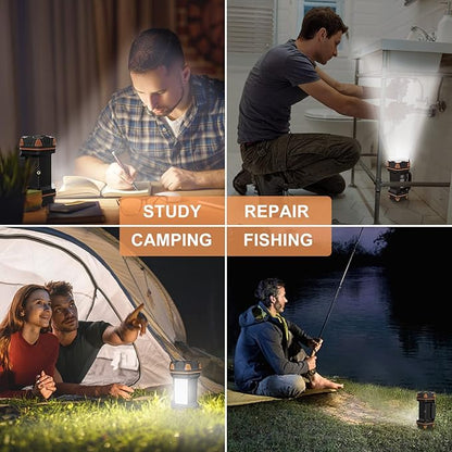 AlpsWolf Camping Lantern Rechargeable, LED Camping Flashlight, 4800 Capacity, Portable Camping Light 12h Standby, 4+4 Modes for Emergency, Hiking, Power Outages, Fishing Orange