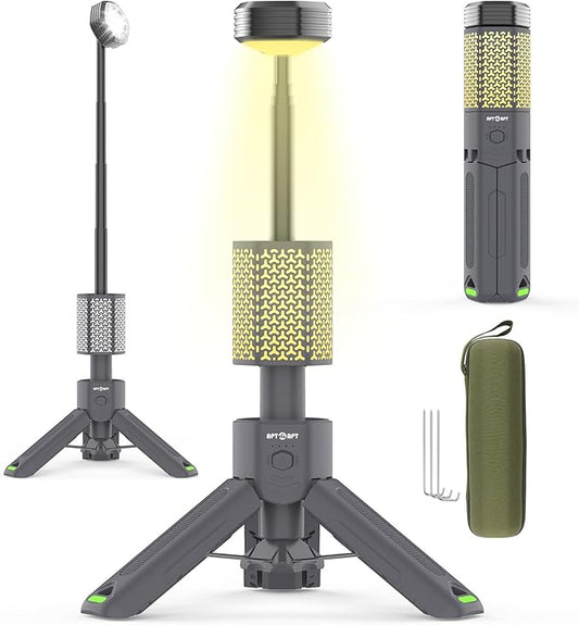 Camping Light Telescopic Camp Lantern Rechargeable 10500mAh Battery Built-in Magnetic Camp Lamp for Emergency, Camping, Hiking (Gray)
