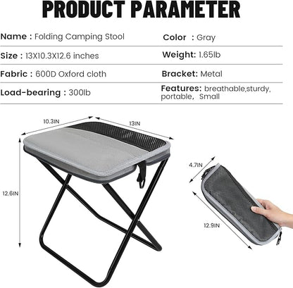 Camping Stool，Portable Foldable Shoulder Bag Stool Adult Collapsible Chairs for Fishing Outdoor Hiking 300 LBS Load