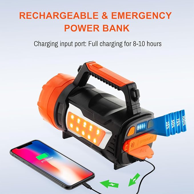 ErayLife Camping Lantern Rechargeable Hand Crank Flashlight, Super Bright LED Lanterns Flashlights for Camping Hiking Hurricane Emergency Power Outages, 6 Light Modes, Durable, Waterproof