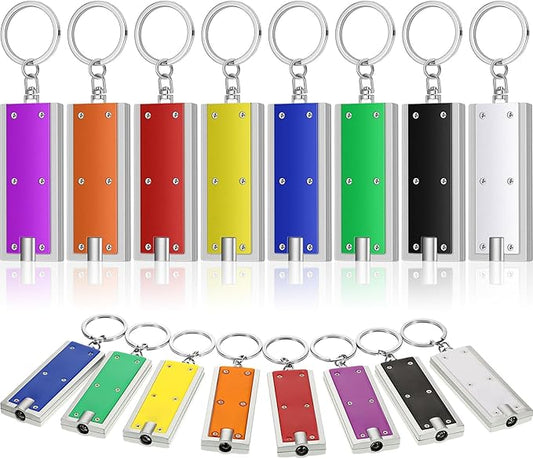 16 Pieces Mini Keychain LED Lights Keychains Flashlight Assorted Color Ultra Bright Flashlight Portable Key Chain Flash Light Torch Key Ring Powerful Keychain Lights for Outdoor Camping Activity