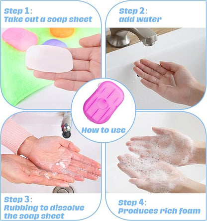 10 Boxes (500 sheets) Portable Hand Soap Flakes, Travel Paper Soap Sheets for Hand Washing, Disposable Laundry Clothes Soap Leaves for Traveling Hiking Camping