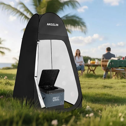 AKOZLIN Portable Pop Up Shower Tent with Camping Toilet for Camping Beach Outdoor Use 47.2" Lx47.2 Wx74.8 H