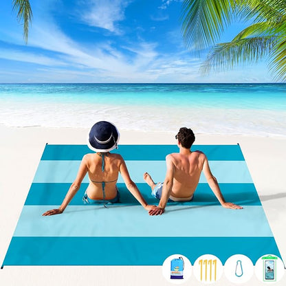 BYDOLL Beach Blanket 78''X81'' 4-7 Adults Oversized Lightweight Waterproof Sandproof Blanket for Beach Large Picnic Mat Travel Camping
