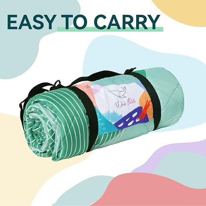 Whale Flotilla Extra Large Waterproof Picnic Blankets 60"x80", Foldable Lightweight Outdoor Blanket for Camping, Hiking, Traveling, Soft Portable Easy to Clean Picnic Mat for Beach Grass Park, Green