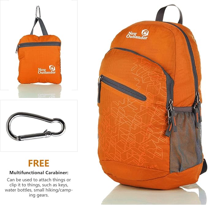 Outlander Packable Handy Lightweight Travel Hiking Backpack Daypack-Orange-L