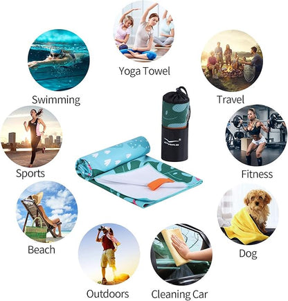 CHARS Microfiber Quick Drying Beach Towel Super Absorbent & Sand Free Towel for Kids Teens Adults Travel Gym Camping Pool Yoga Outdoor and Picnic(63"×31"/63"×39")