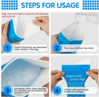 Emergency Portable Urine Bag, 6/10/20 Pack Travel Urinal Bag, Unisex Urinal Bag, Disposable Urine Bag Suitable for Camping, Travel, Traffic Jams, Pregnant Women, Children, Patients