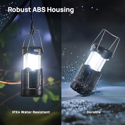 4 Pack Collapsible LED Camping Lantern, Consciot USB C Rechargeable and Battery Powered 2-in-1 Emergency Light with Flashlight and Magnetic Base, Power Outages Hurricane Supplies Survival Kits