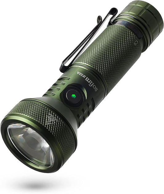 77outdoor Sofirn IF22A Rechargeable Flashlight, 2100 High Lumen 690m Max Powerful Thrower Flashlight with SFT-40 LED, TIR Lens, Powerful Output for Hiking (Green)
