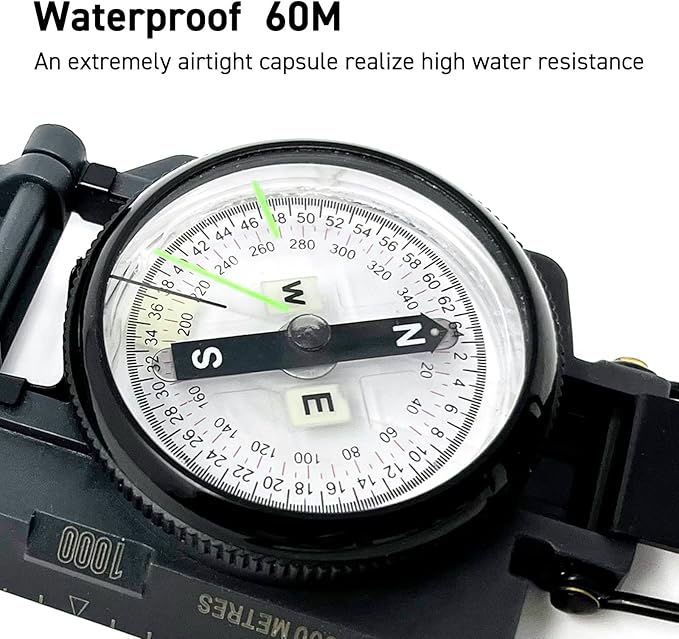 POLARIS Lensatic Compass with Inclinometer for Survival Hiking Tactical Boy Scout, Japan Design Tools
