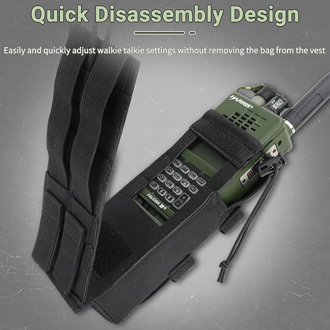 Tactical Molle Radio Holster Holder Case Military Heavy Duty Radios Holster Bag for AR-152 AN/PRC-152 148 UV-25 Two Ways Walkie Talkies Adjustable Storage（Black