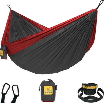 Wise Owl Outfitters Hammock for Camping Hammocks Gear for The Outdoors Backpacking Survival or Travel - Portable Lightweight Parachute Nylon - Up to 500lbs
