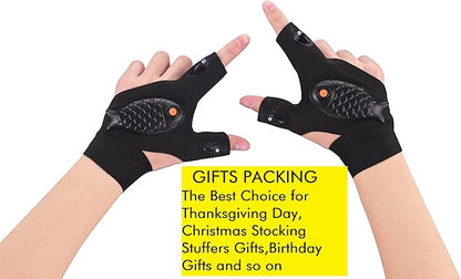 RF REENFAYA Rechargeable LED Flashlight Gloves,Stocking Suffering Gifts for Men Cool Gadgets Tools Flashlight Cycling Great for Night Workers Repairing,Working, Fishing, Camping, Hiking-1 Pair