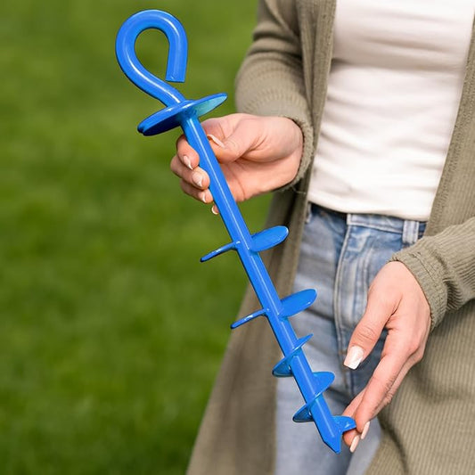 Dog Tie Out Stake - Heavy Duty Dog Stake for Large Dogs up to 210 lbs, Dog Stakes for Outside to use with Any Dog Tie Out Cable or Dog Leads for Yard (NBA1-Blue) (Anchor Only)