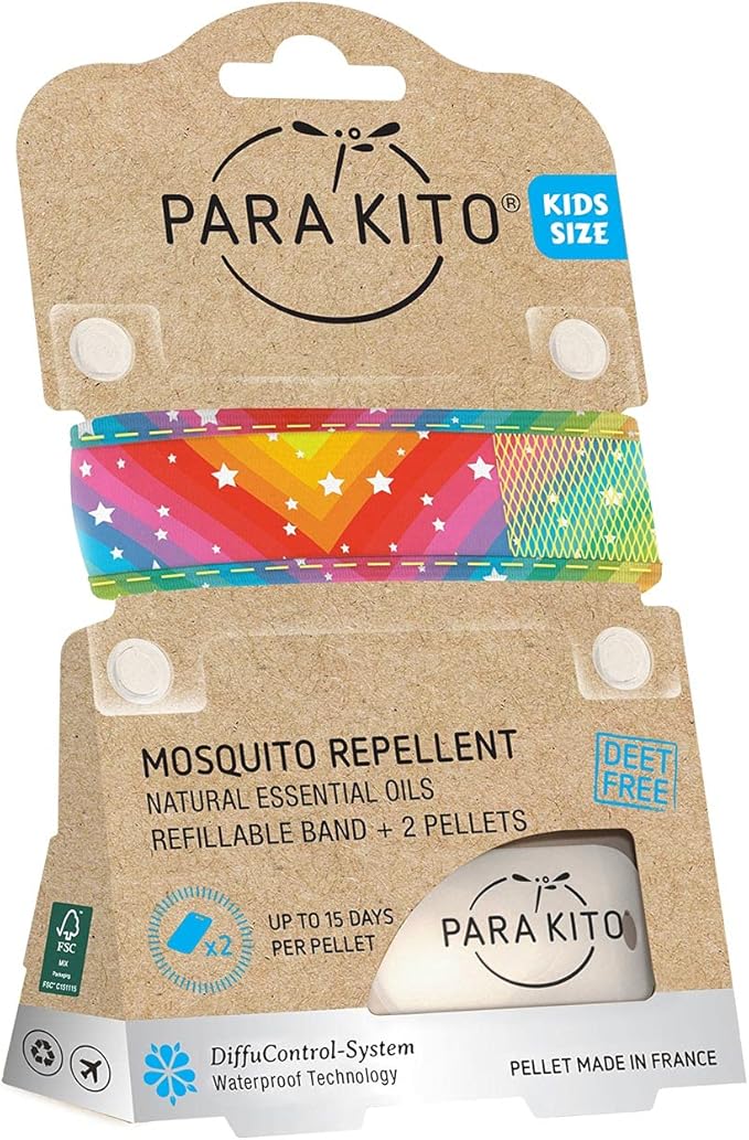 PARA'KITO Bug & Mosquito Bracelets for Kids | Mosquito Spray Alternative | Waterproof, Outdoor Insect Wristband w/Natural Essential Oils | Hiking, Trekking & Camping Accessories (Rainbow)