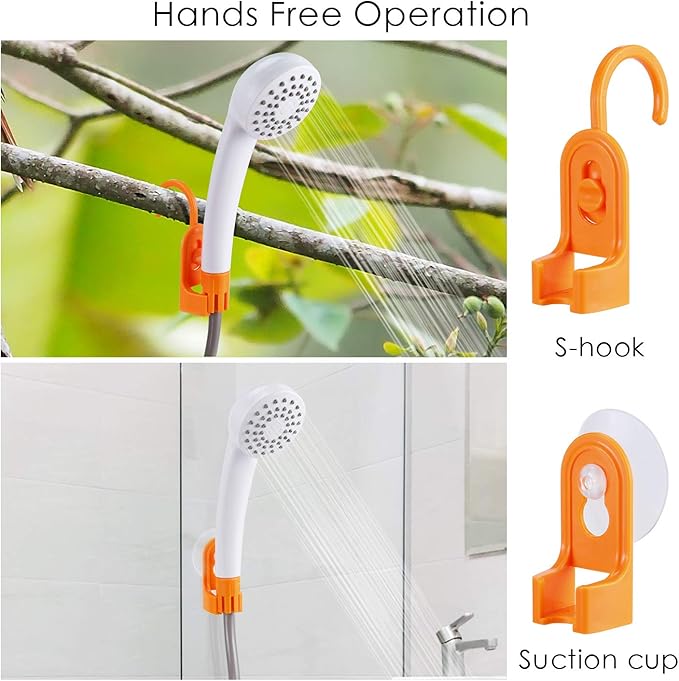 Portable Camping Shower, Built-in 4400mAh, USB Rechargeable IPX7 Waterproof Battery Shower Pump+Collapsible Bucket for Family Camp Hiking Backpacking Travel Beach Pet Flowering, Outdoor