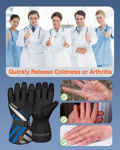 clawsable Heated Gloves for Men & Women, 3000mAh Rechargeable Long-Lasting Waterproof Heated Motorcycle Gloves, 3-Temp Heated Work Hand Warming Hunting Gloves for Winter Skiing Camping