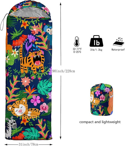 Sleeping Bags for Adults and Kids Camping Sleeping Bags for Girls and Boys Lightweight Waterproof Cold/Warm Sleeping Bag for 3 Season