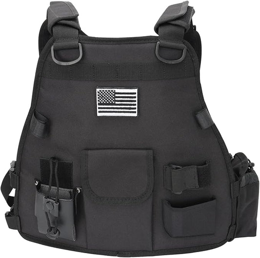Heavy Duty Radio Harness Holder Tactial Chest Tool Pag Front Pounch Holster Pack MOLLE Vest Breathable 3D Mesh Liner Military Vest for Baofeng UV5R Motorola Kenwood Two Way Radio Walkie Talkie
