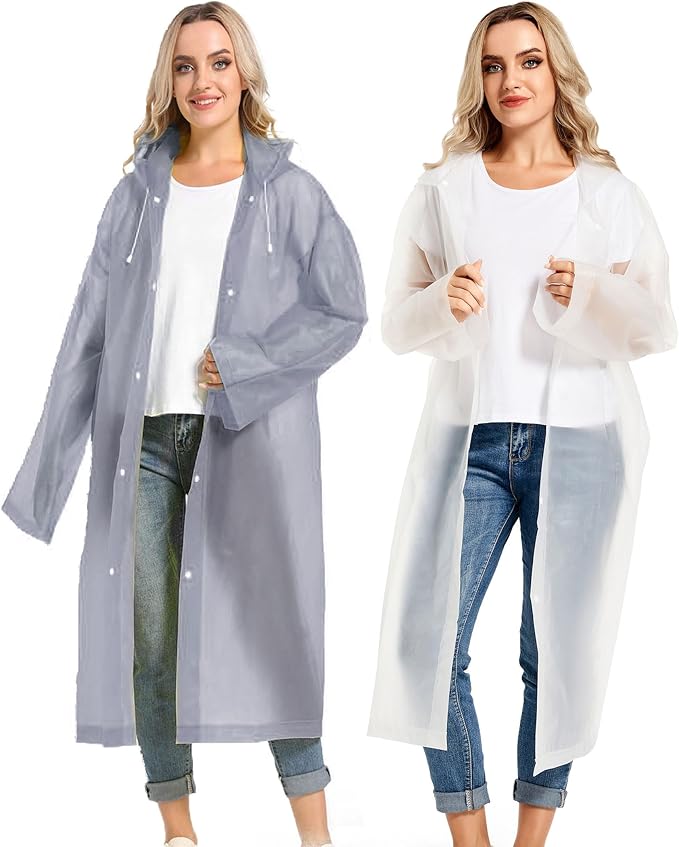 Rain Ponchos for Adults Reusable Raincoats Survival Heavy Duty Military Impermeable 2 Packs Rain Coat…