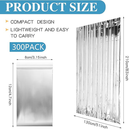 Emergency Blanket Bulk Mylar Survival Thermal Blankets Pack Silver Foil Reflective Blankets for Cold Outdoors Camping Hiking First Aid Shelter Space Emergency Supplies Blanket Set