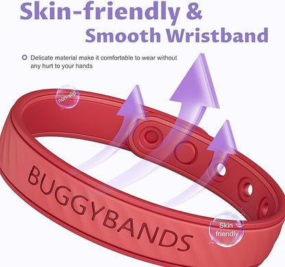 Mosquito Repellent Bracelets, 2 Pack Silicone Mosquito Repellent Bands with DEET Free, Natural & Waterproof Bug Wristbands for Kids and Adults, Outdoor Traveling Protection (Red&Purple)