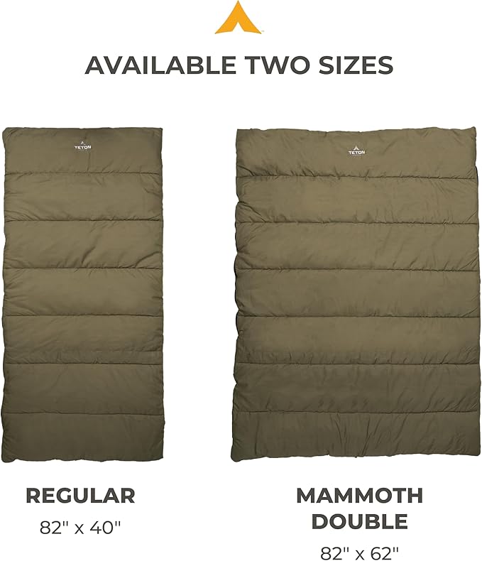 Teton Evergreen Sleeping Bag – Spacious Fit and Cozy Warmth for Adults – Options for Camping in Any Weather