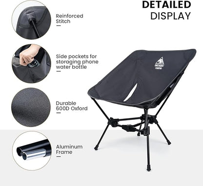 ONETIGRIS Tigerblade Camping Chair, Lightweight Folding Backpacking Hiking Chair, Compact Portable 330 lbs Capacity