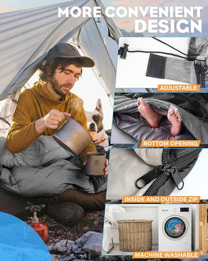 Rantizon Sleeping Bags for Adults Backpacking Lightweight Waterproof- Cold/Warm Weather Sleeping Bag for Mens Kids Boys Girls Camping Essentials Hiking Outdoor Travel Hunting with Compression Bags