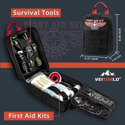 VEITORLD Gifts for Men Dad Him Christmas, Survival Gear and Equipment 12 in 1, Survival Kits, Cool Unique Fishing Hunting Birthday Gift for Husband Teen Boy Boyfriend Women, Stocking Stuffers for Men