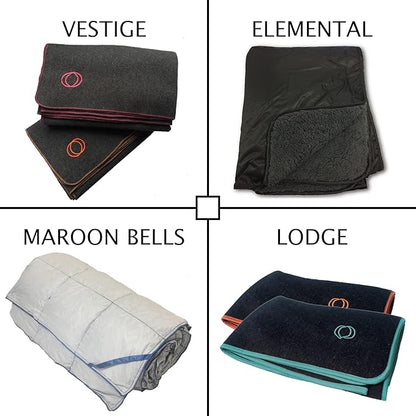"Elemental Stadium Sherpa Blanket, Waterproof, Windproof, Picnic, Wheelchair, Camping, Concerts, Bag with Shoulder Strap and Carrying Handle, 56" x 80"