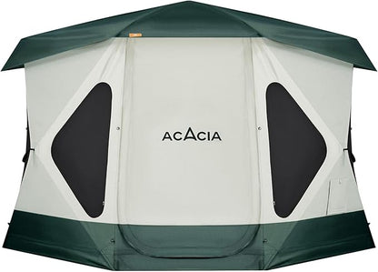 ACACIA Camping Tent, Pop Up Camping Tent with 8 Windows and Footprint, Waterproof Windproof Easy Setup Hub Tent for Family Camping, Hiking and Glamping