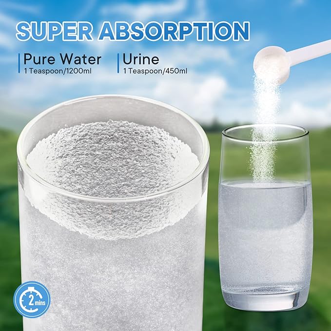 1.1LB Urine Super Absorbent with Spoon,Toilet Gel Powder for Portable Toilet/Bedpans, Eco Gel Camping Toilet Chemicals, Sodium Polyacrylate Solidifier for Pet Loo, Urinal Deodorizer - by Qucship