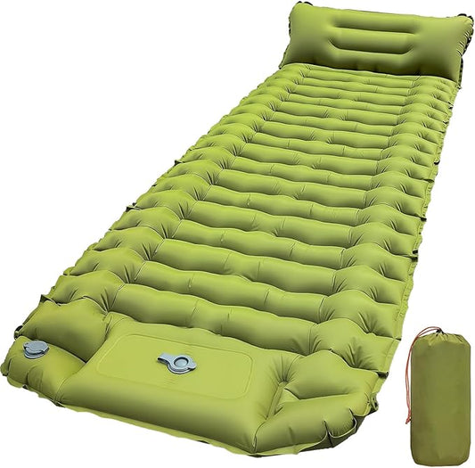 Sleeping Pad, Ultralight Inflatable Sleeping Pad for Camping with Pillow Built-in Foot Pump, Extra Thick Compact Camping Sleeping Mat for Hiking, Backpacking, Tent Use