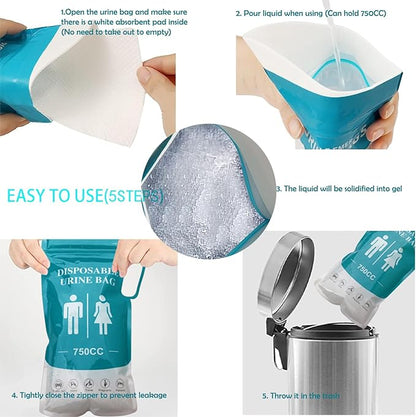 Disposable Urine Bags Pee Bags Unisex Urine Bag Vomit Bag for Outdoor Travel Urinal Toilet Traffic Jam Emergency Portable Car for Men Women Kids Children Patient 4PCS