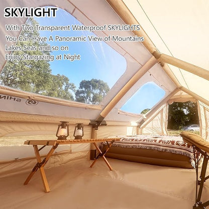 Inflatable Tent for Camping Large Blow Up Tents Glamping 4-8 Person House 4 Season Air with Pump Easy Set up Waterproof Outdoor Oxford
