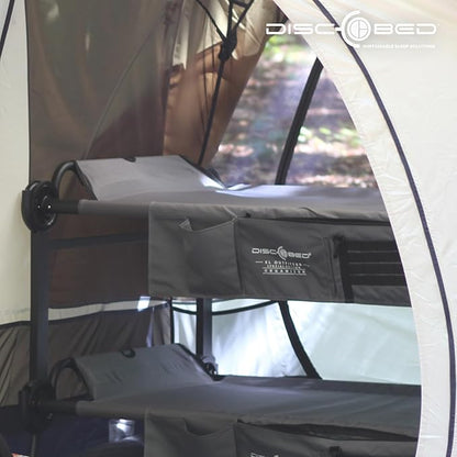 Disc-O-Bed Large Outdoor Convertible 2 Person Bench and Double Camping Cot Portable Bed Bunk System for Adults