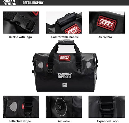 Motorcycle Dry Bag - Waterproof Motorcycle Duffle & Luggage Tail Bag Saddle Bags with Roll Top Closure, Large Storage Space，for Motorcycle Back Seat(Black, 60L)