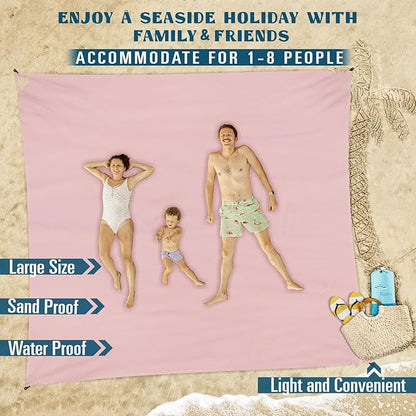 Beach Blanket Sandproof Waterproof 10'×9' 1-8 Adults Oversized,Compact Lightweight Durable Beach Mat for Travel Camping Hiking Picnic Blanket