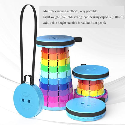 2025 Upgraded Portable Folding Stool, Collapsible Stools, 440lbs Max Weight, Lightweight But Sturdy, Telescoping Foldable Camping Stool for Outdoor Fishing Hiking Travel BBQ