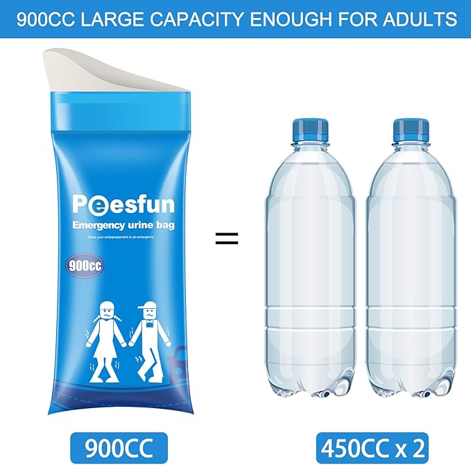 Portable Emergency Urinal Bag, 24 Pack Travel Urine Bag, 900ml Unisex Pee Bag, Resealable Disposable Urinal for car, Traffic Jams, Camping, Road Trips, Pregnant Women, Patients, Children