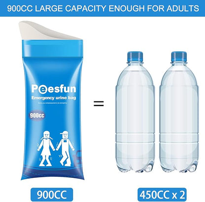 Portable Emergency Urinal Bag, 24 Pack Travel Urine Bag, 900ml Unisex Pee Bag, Resealable Disposable Urinal for car, Traffic Jams, Camping, Road Trips, Pregnant Women, Patients, Children