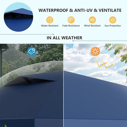 10X10 Pop Up Canopy Tent with 3 Sidewalls,Easy Up Canopy,Commercial Instant Shelter,Heavy Duty One Person Set Up Event Tent,Blue