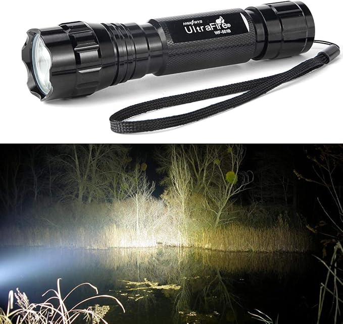 ULTRAFIRE LED Mini Flashlight Single Mode Flashlight with 4PCS UFB22 and Charger, Waterproof Super Bright High Lumen Flashlights WF-501B