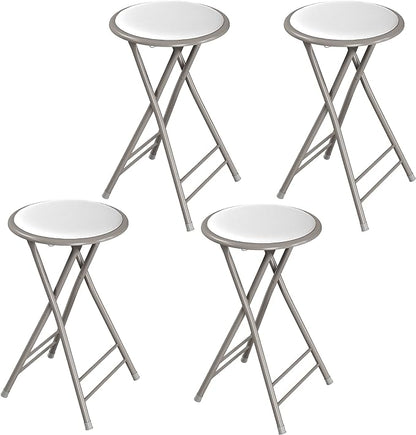Lavish Home Set of 4 Counter Height Bar Stools - 24-Inch Backless Folding Chairs with 225lb Capacity for Kitchen, Rec Room, or Game Room (White)