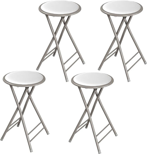 Lavish Home Set of 4 Counter Height Bar Stools - 24-Inch Backless Folding Chairs with 225lb Capacity for Kitchen, Rec Room, or Game Room (White)