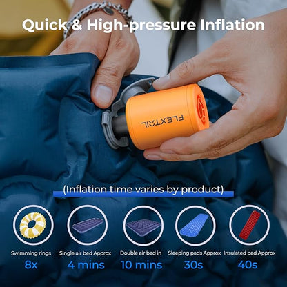 FLEXTAILGEAR Portable Air Pump - Tiny Pump 2, Electric Air Pump for Inflatables 2.8oz Battery Inflator Rechargeable Air Mattress Pump for Sleeping Pads, Pool Floats, Swimming Rings White