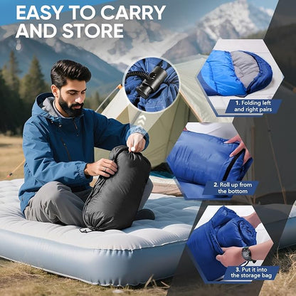 OBTANIM Sleeping Bags Portable Waterproof Camping Sleeping Bag for Adults Kids 4 Seasons Cold Weather or Warm Backpacking Hiking Mountaineering Indoor Outdoor Use